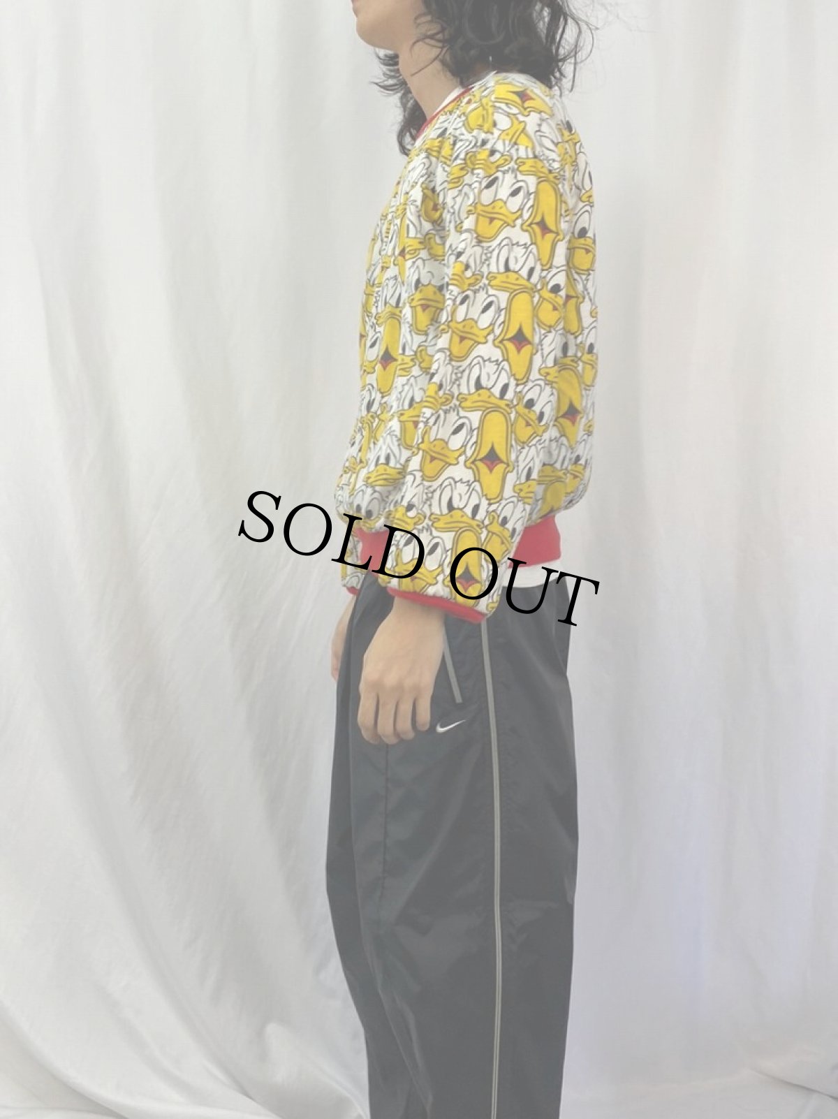 画像5: 90's〜 Disney ドナルドダック キャラクター総柄 リバーシブルスウェット (5)