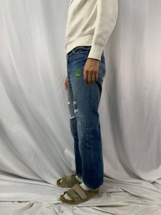 画像3: 70's LEVI'S 517 BIGE 刺繍入り ブーツカットデニムパンツ W31 (3)
