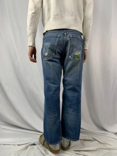 画像4: 70's LEVI'S 517 BIGE 刺繍入り ブーツカットデニムパンツ W31 (4)