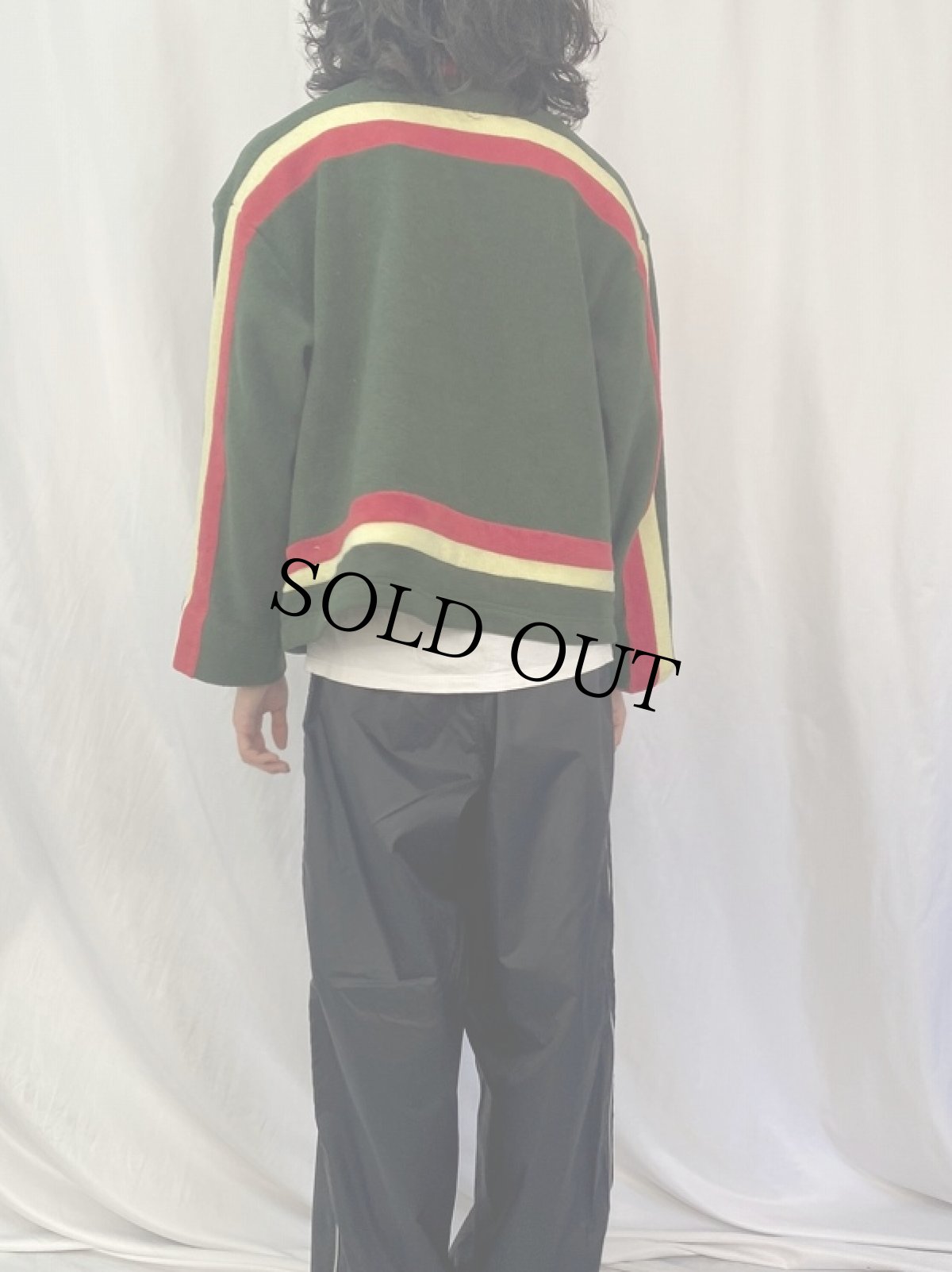 画像4: ボーダー柄 ハーフジップフリースジャケット (4)