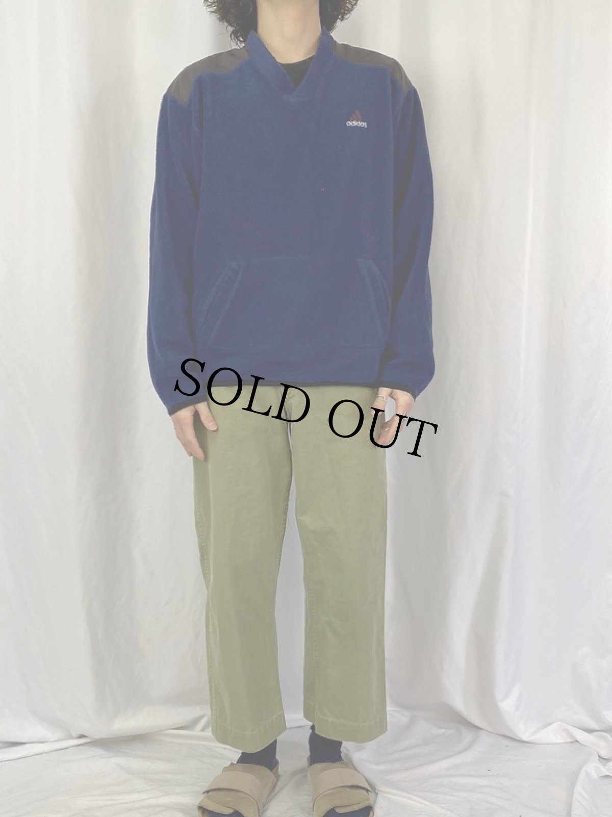 画像2: adidas ナイロン切り替え フリースプルオーバー (2)