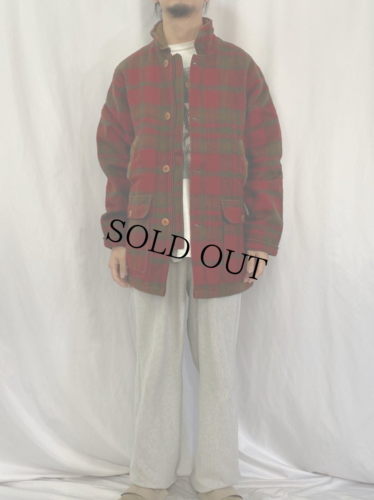 画像2: 80's L.L.Bean USA製 チェック柄 ウールハンティングジャケット M (2)