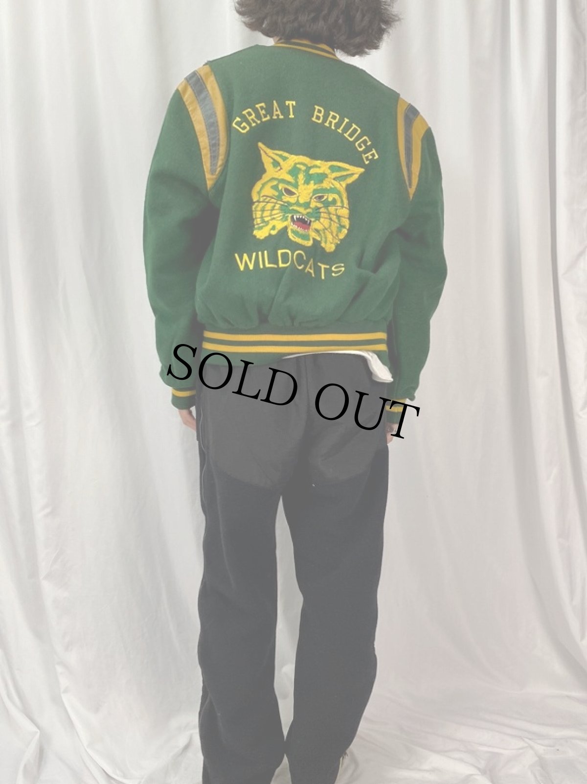 画像4: 80〜90's Holloway USA製 "GREAT BRIDGE WILDCATS" ウールタジャン (4)