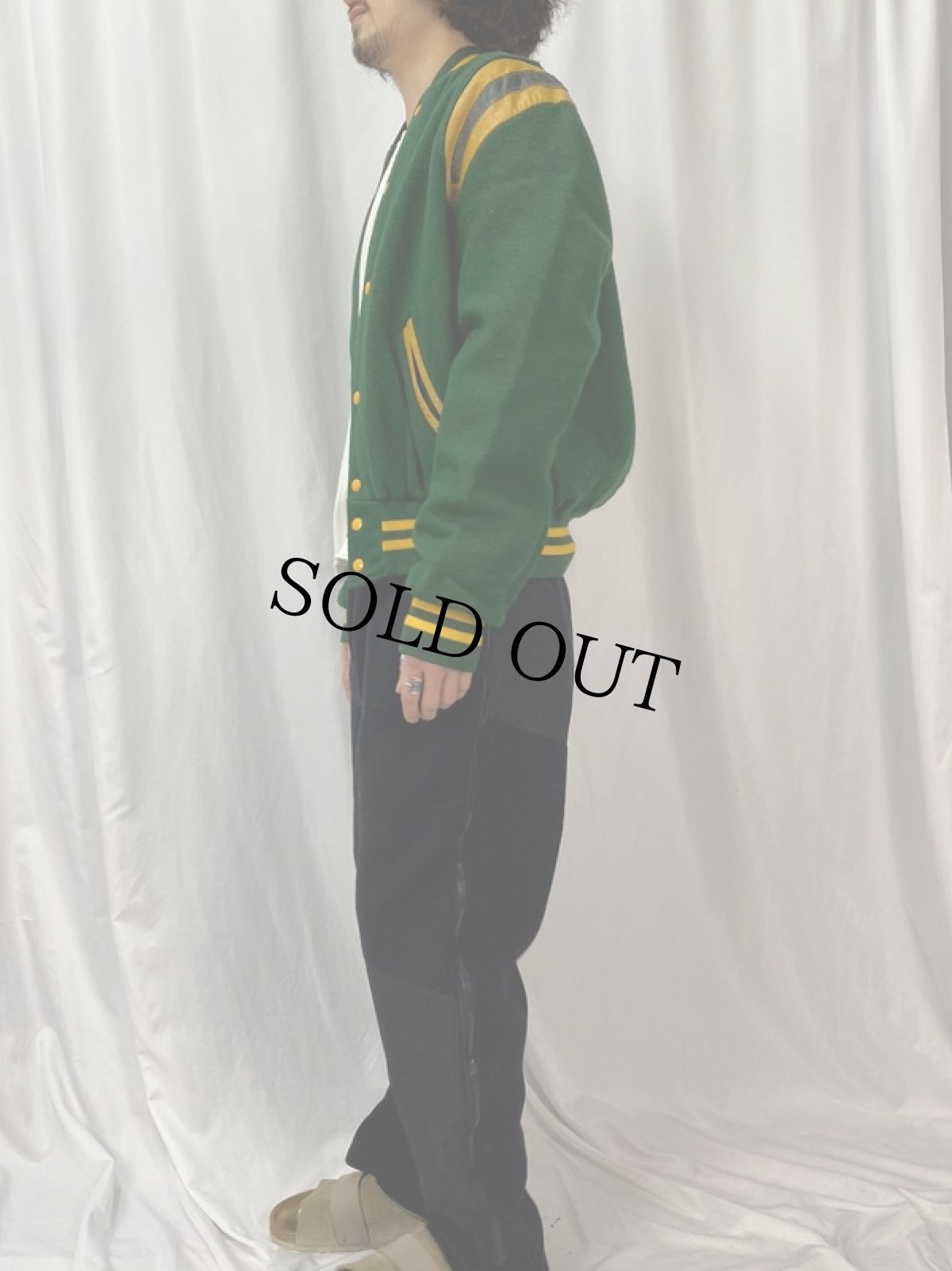 画像3: 80〜90's Holloway USA製 "GREAT BRIDGE WILDCATS" ウールタジャン (3)