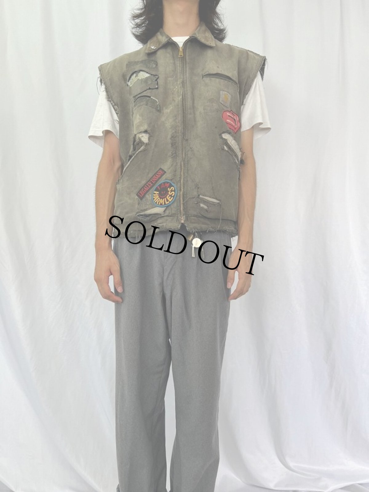 画像3: Carhartt ブランケットライナー パッチ付き カットオフダックベスト (3)