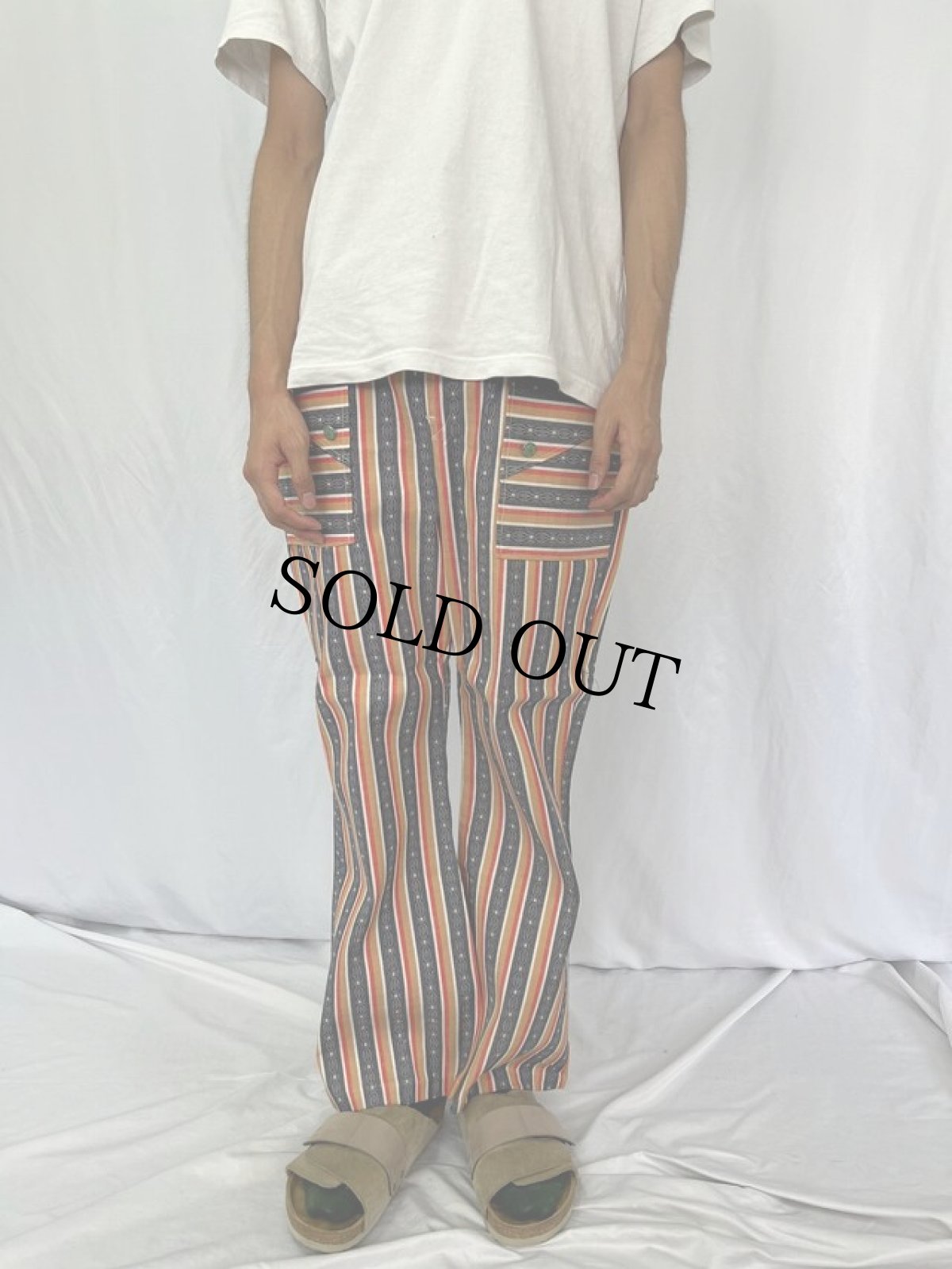 画像2: 70's Stoneswear ストライプ柄フレアパンツ DEADSTOCK W29 (2)