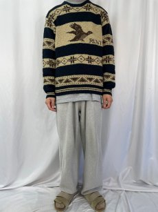 画像2: 90's POLO SPORT Ralph Lauren 鳥柄 ウール×シルク ニットセーター M (2)