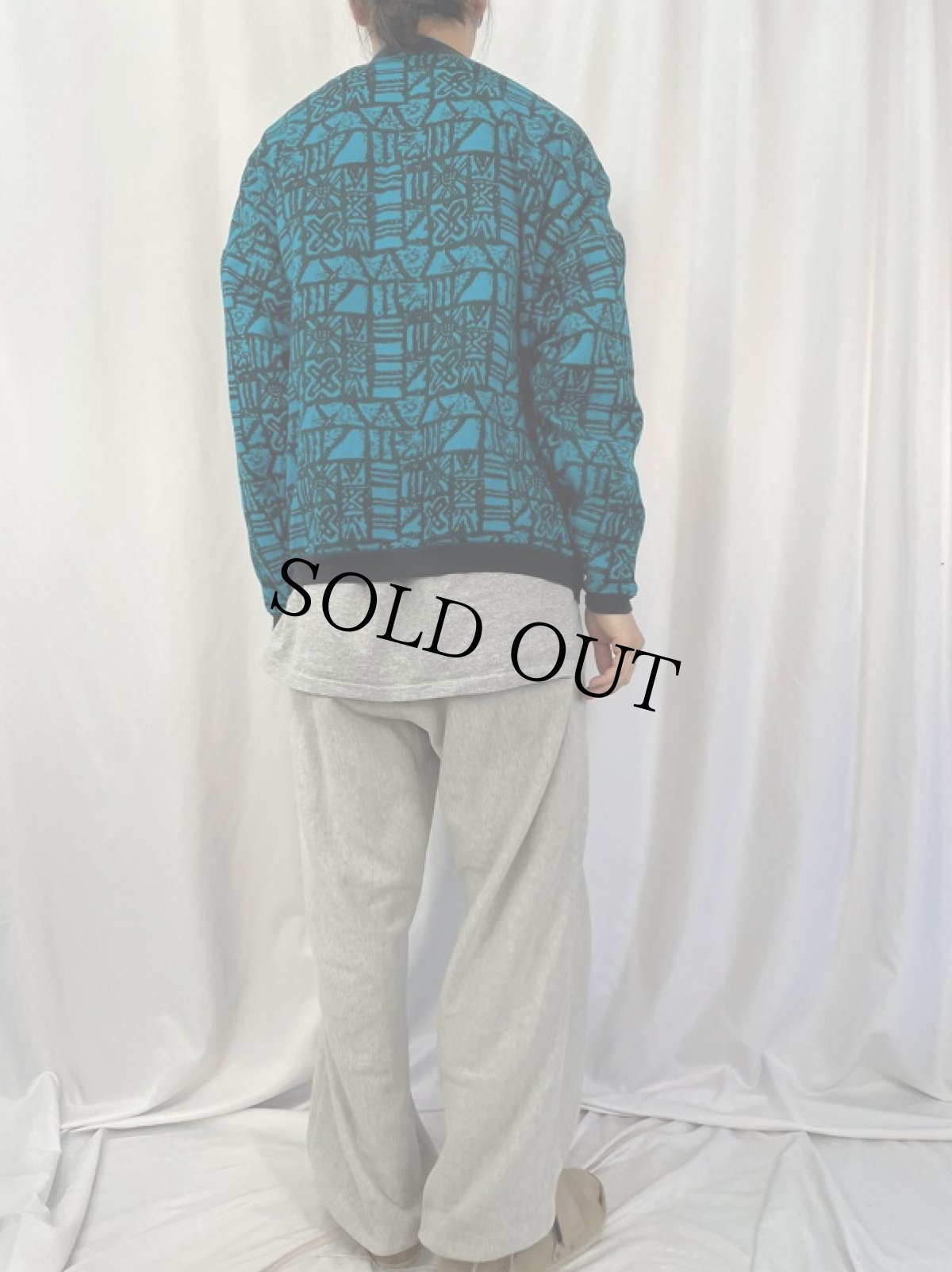 画像4: BRITTANIA レイヤードデザイン 総柄スウェット XL (4)