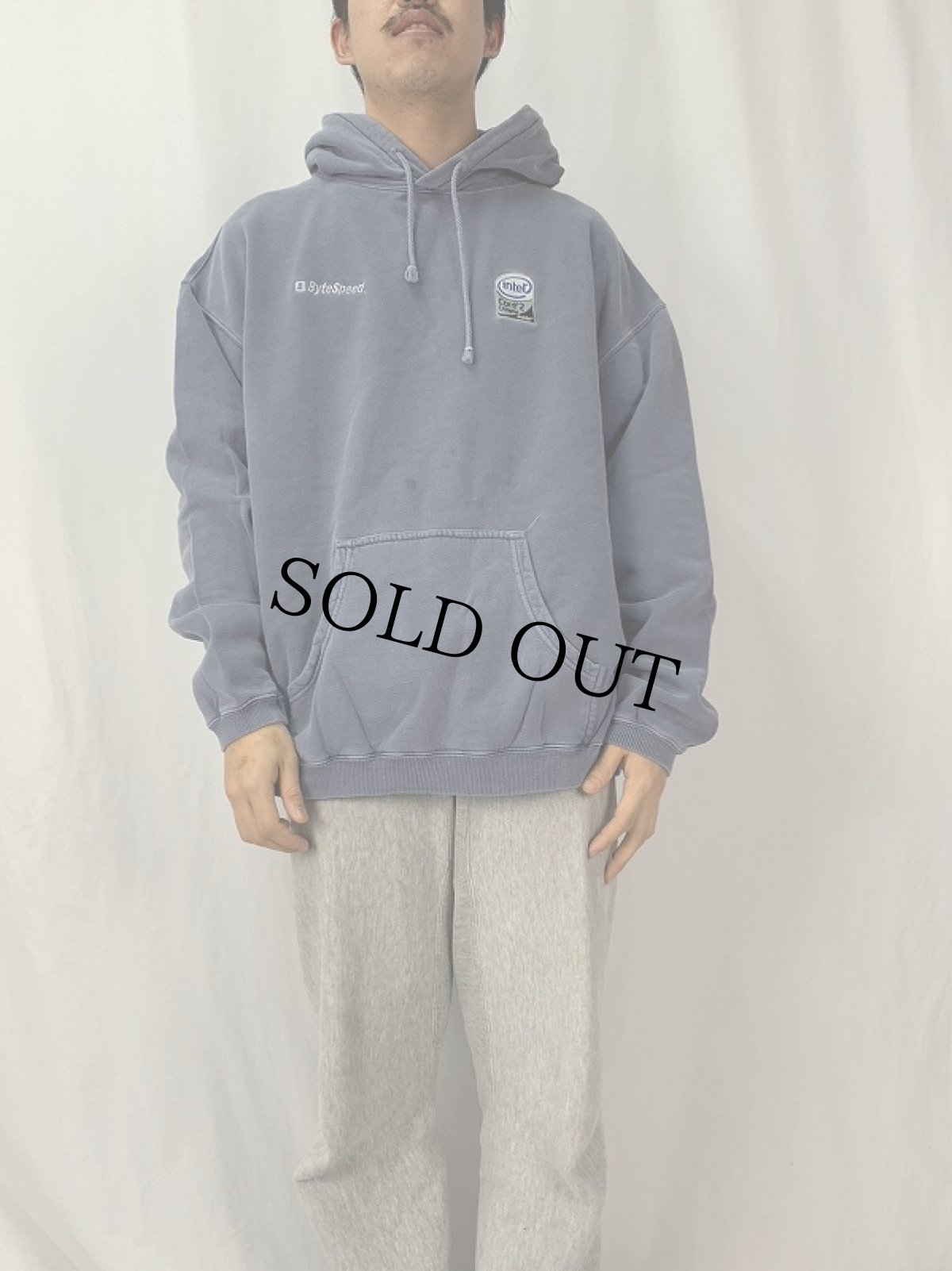 画像2: intel ロゴ刺繍スウェットフーディー L (2)