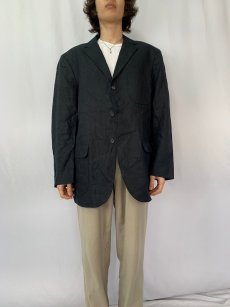 画像2: POLO Ralph Lauren ブラックリネン テーラードジャケット XL (2)
