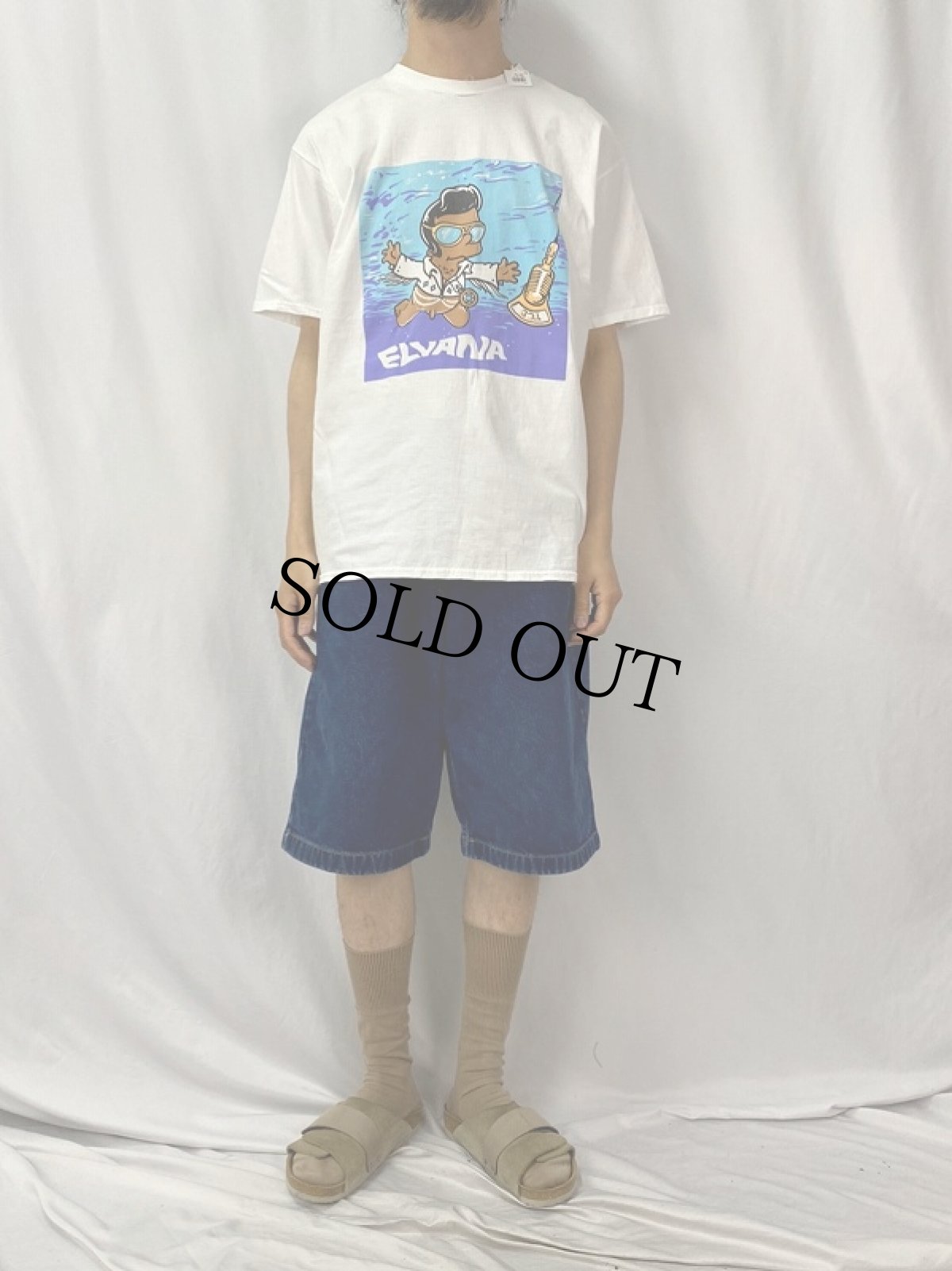 画像2: THE SIMPSONS "ELVANA" キャラクターパロディプリントTシャツ (2)