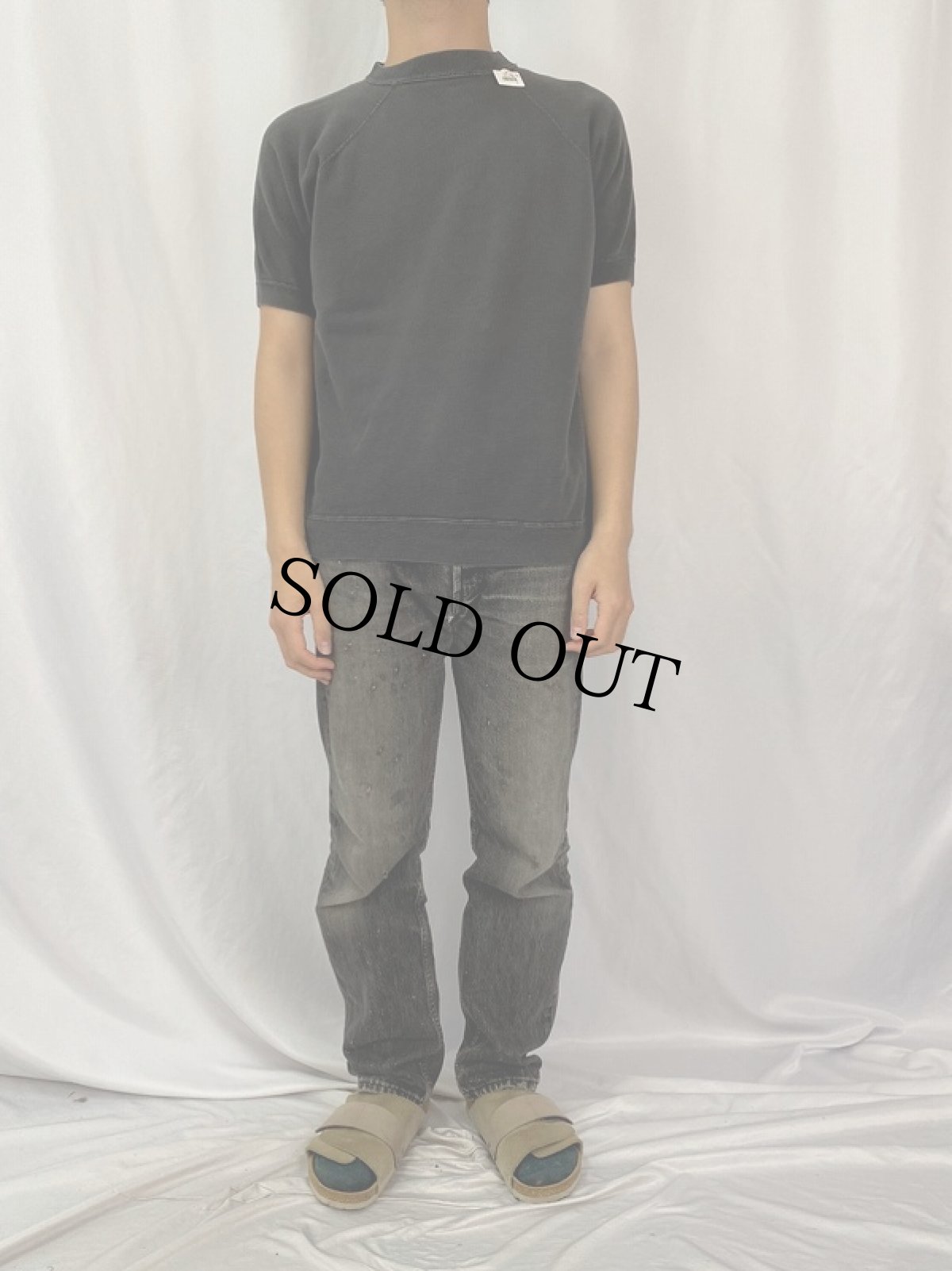 画像2: 50's 無地 半袖スウェット BLACK (2)