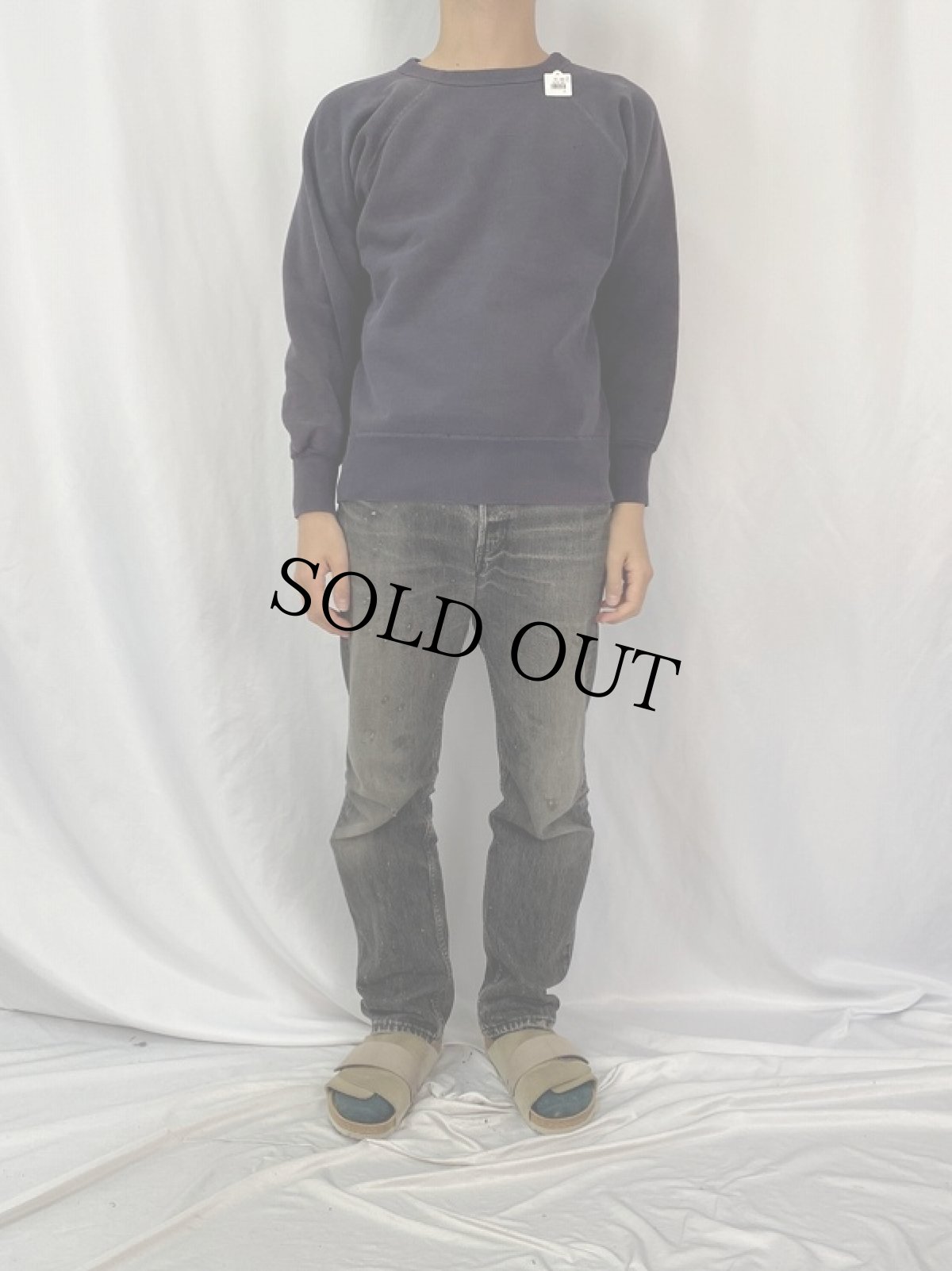 画像2: 50〜60's 無地スウェット ナス紺 (2)