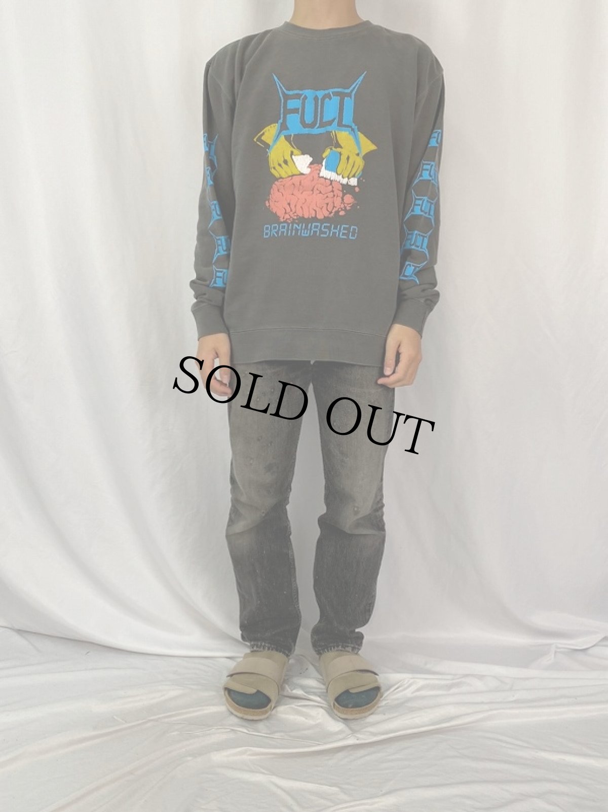 画像2: FUCT USA製 "BRAINWASHED" プリントスウェット L (2)