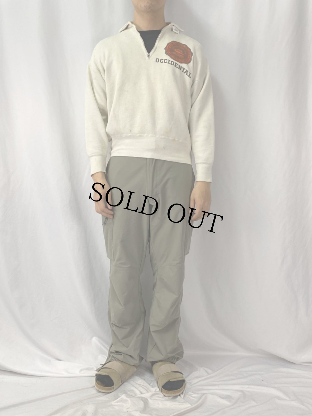 画像2: 50's "OCCIDENTAL COLLEGE" ハーフジップスウェット (2)