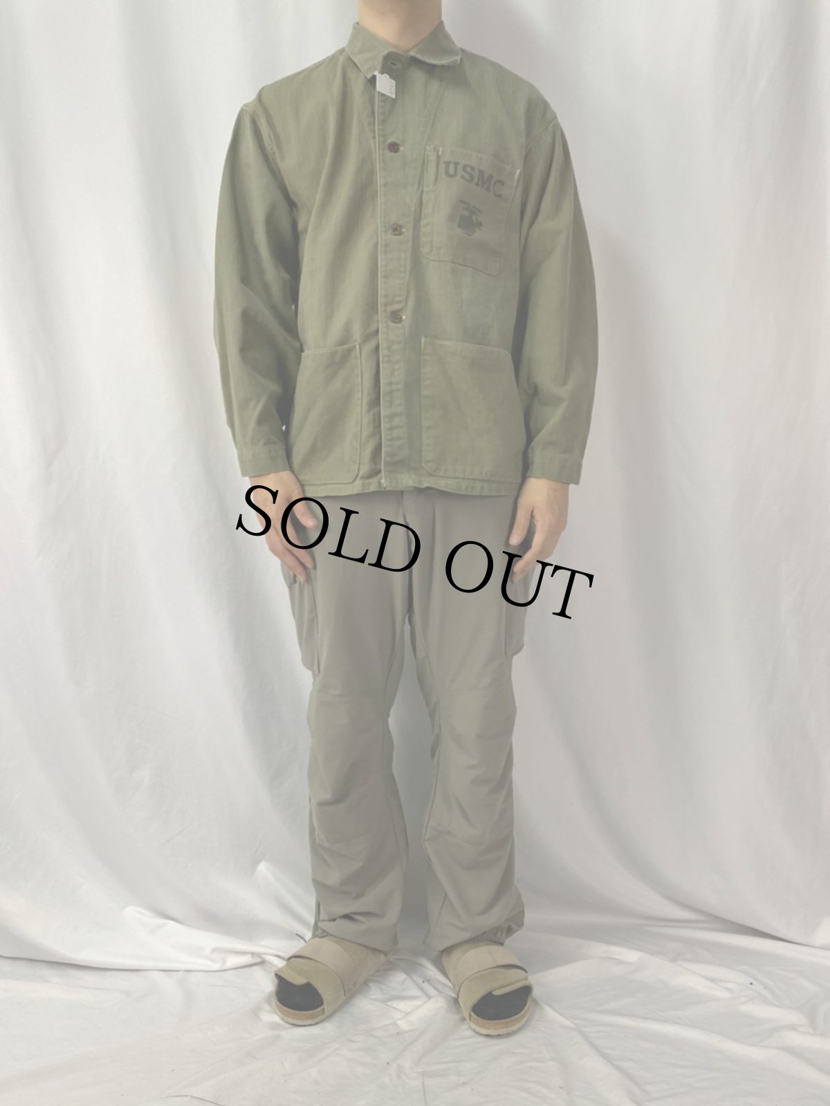 画像2: 40's USMC P-41 HBT ツートーン ユーティリティジャケット 40 (2)