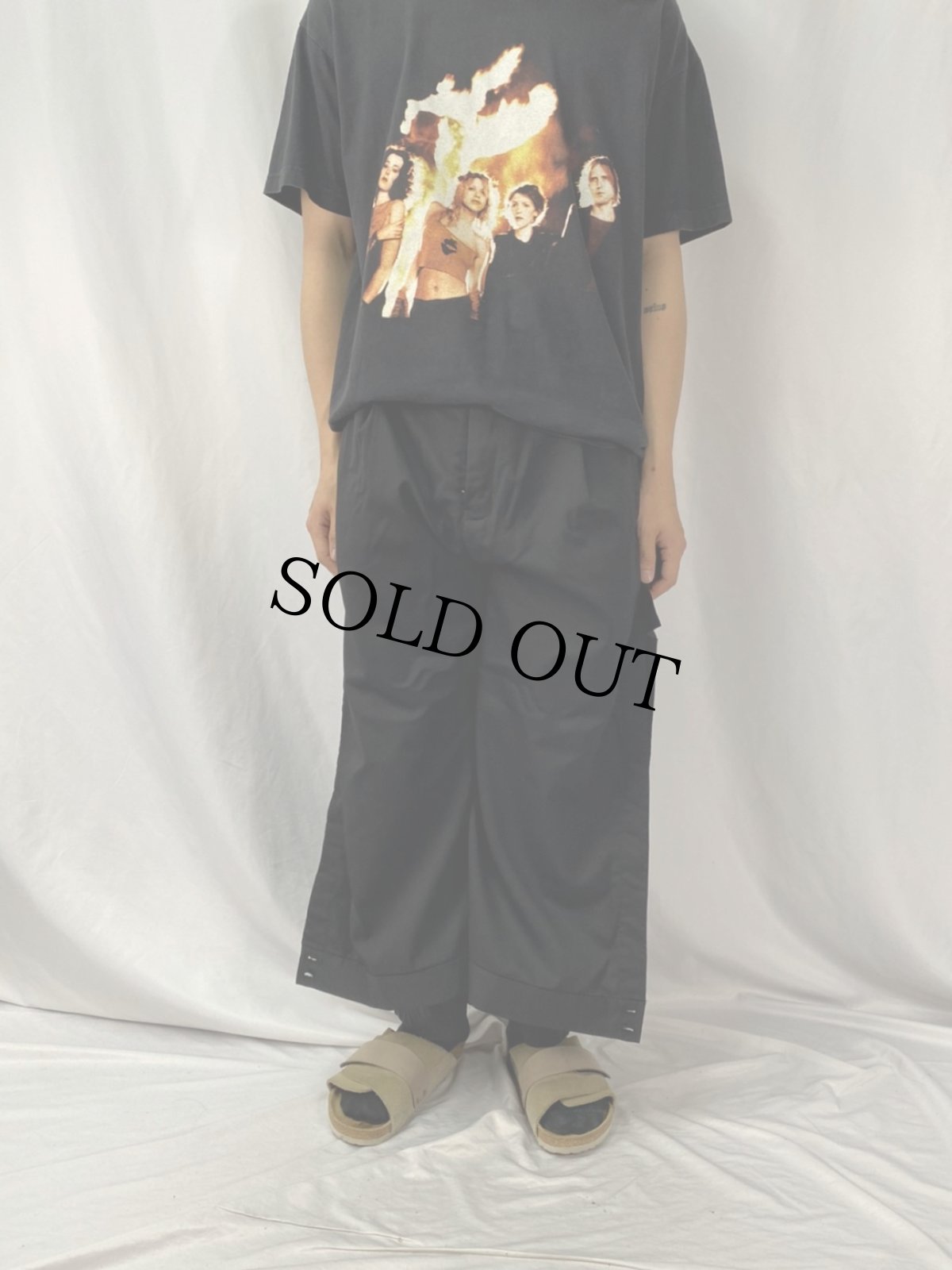 画像2: サイドボタン デザインワイドパンツ W36 (2)