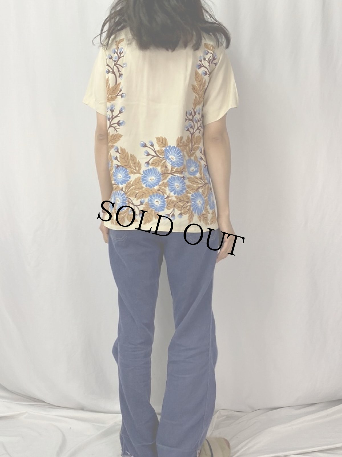 画像4: 50’s DUKE KAHANAMOKU 菊 レーヨンハワイアンシャツ M (4)