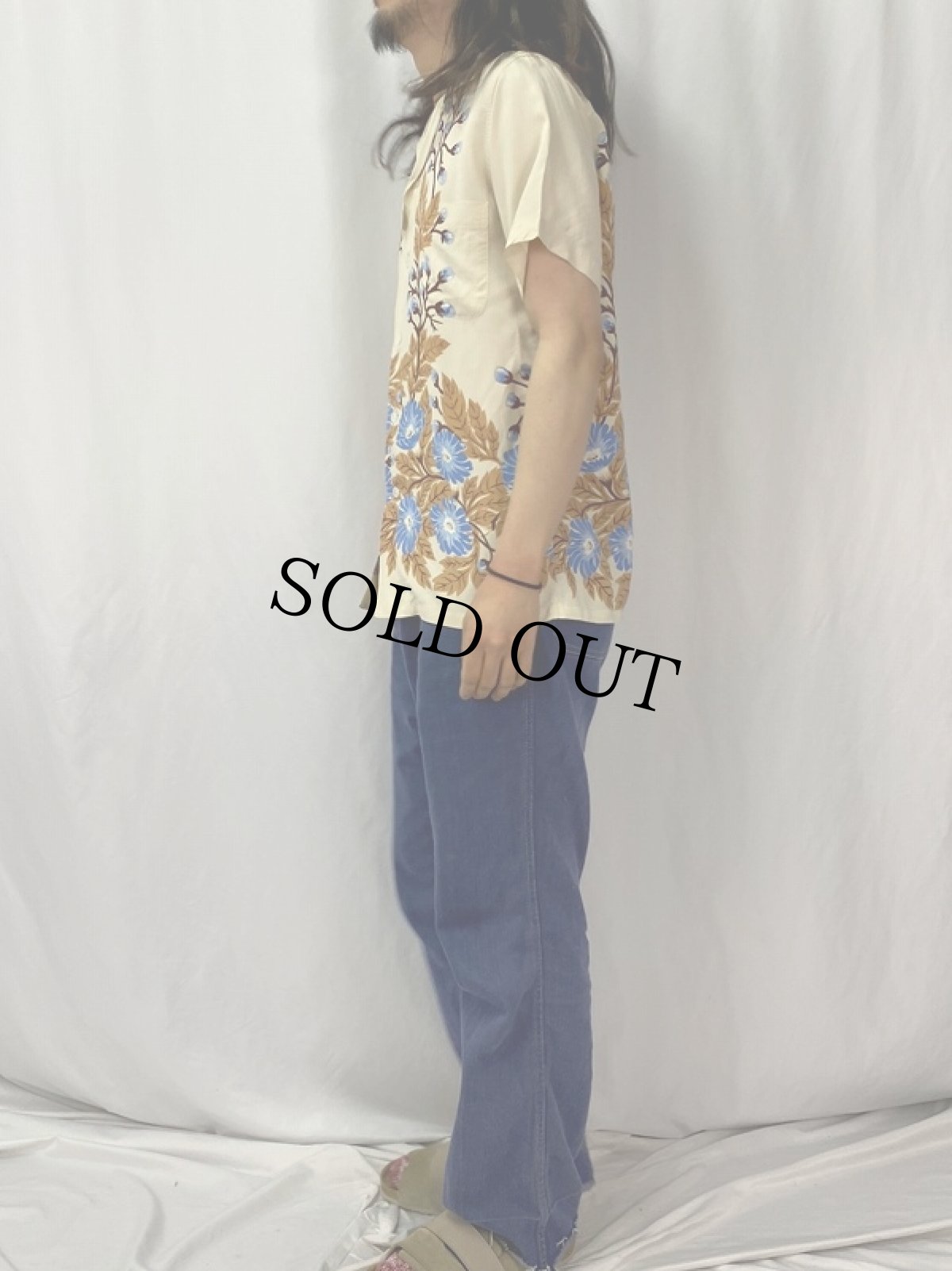 画像3: 50’s DUKE KAHANAMOKU 菊 レーヨンハワイアンシャツ M (3)