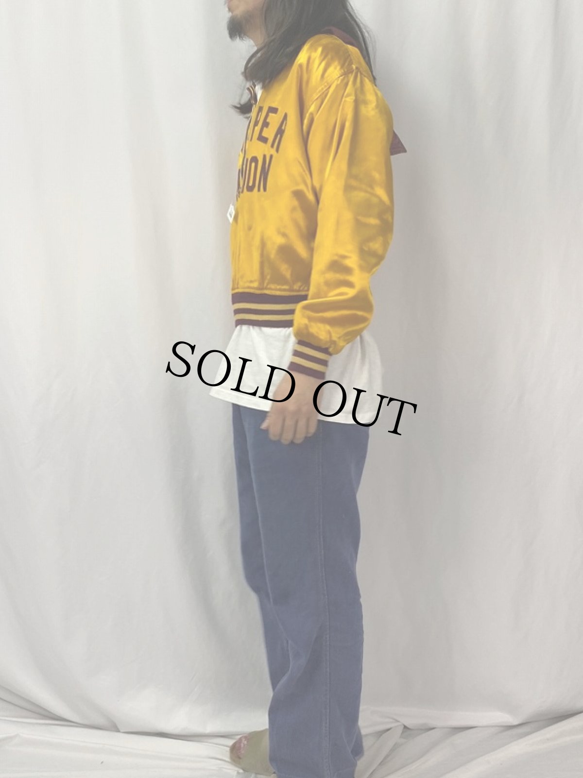 画像3: 50's FELCO Athletic Wear "COOPER UNION" ハーフジップ サテンスタジャン size44 (3)