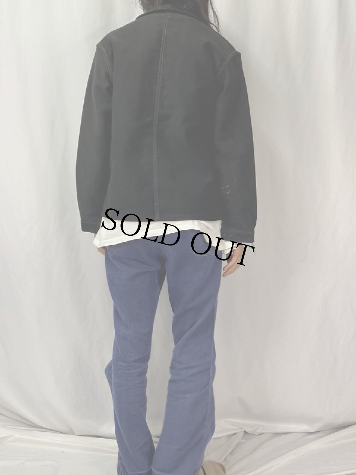 画像4: 50~60's Adolphe Lafont ブラックモールスキン ワークジャケット (4)