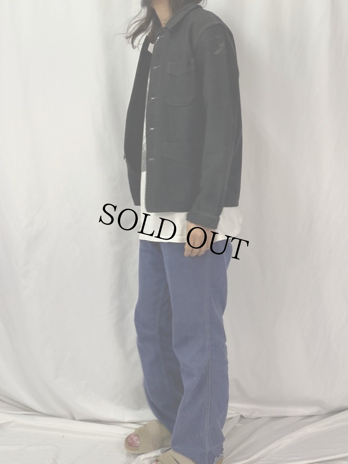 画像3: 50~60's Adolphe Lafont ブラックモールスキン ワークジャケット (3)