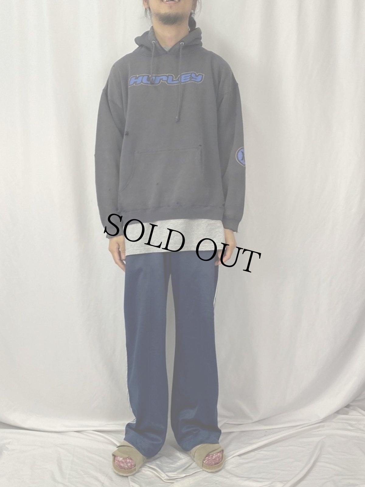 画像2: HURLEY ロゴプリント スウェットフーディー M (2)