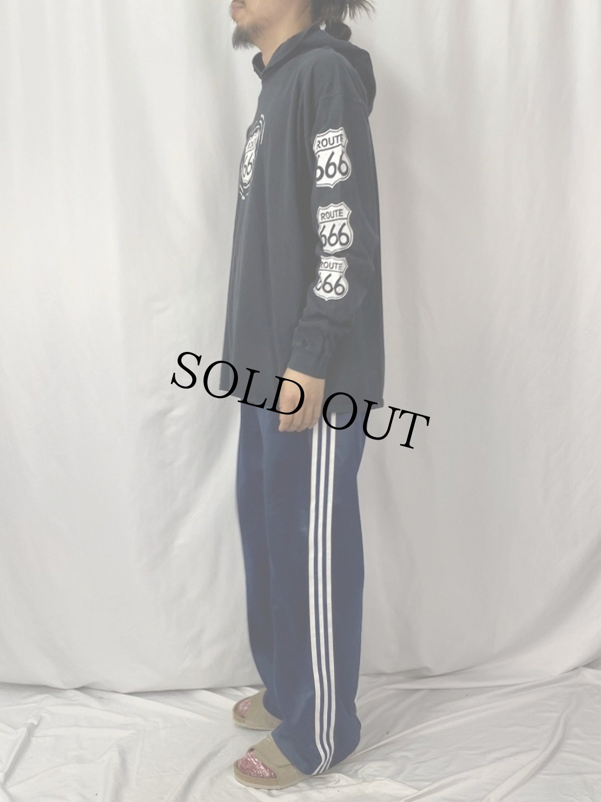 画像3: 【SALE】 ARCHAIC SMILE USA製 "ROUT 666" プリントTパーカー (3)