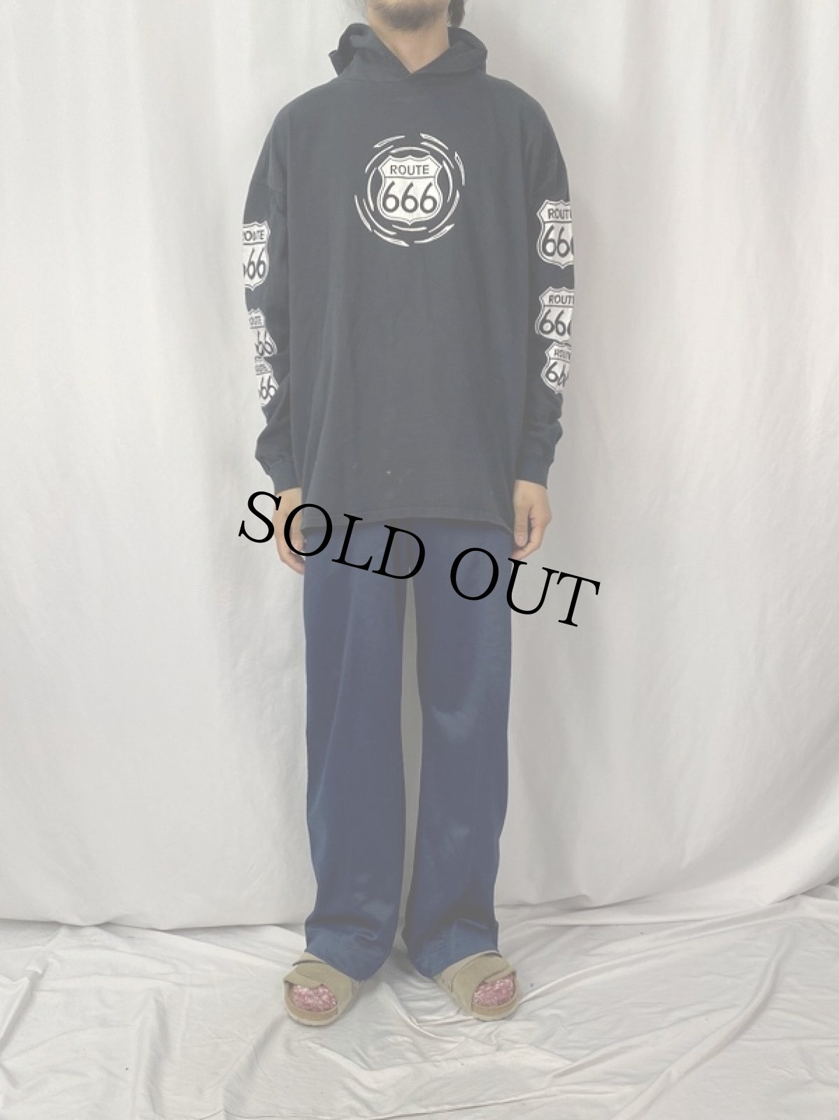 画像2: 【SALE】 ARCHAIC SMILE USA製 "ROUT 666" プリントTパーカー (2)