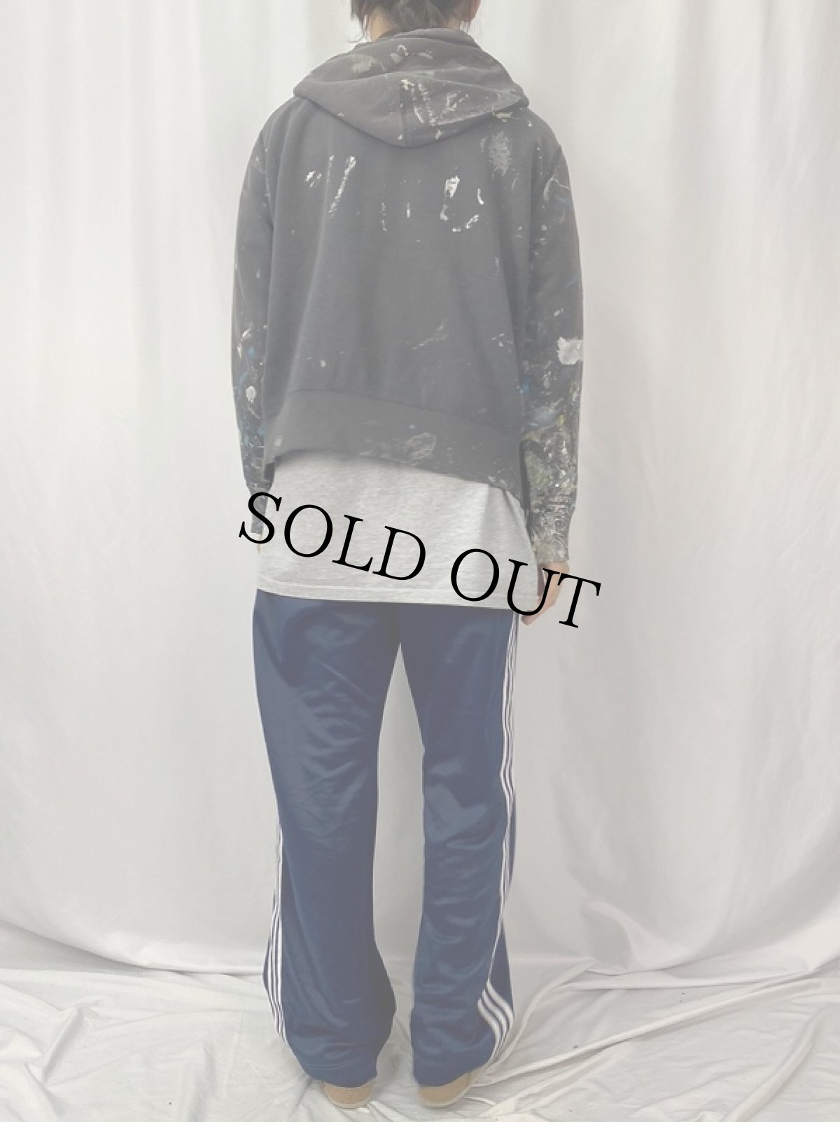 画像4: NIKE ロゴ刺繍 ペンキペイント スウェットジップパーカー (4)