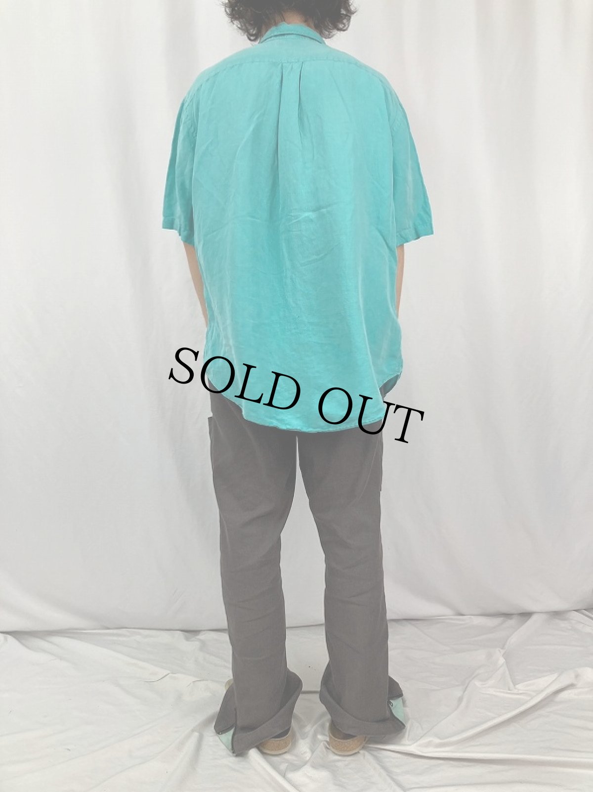 画像4: Ralph Lauren "CLASSIC FIT" リネン×シルク ボタンダウンシャツ XL (4)