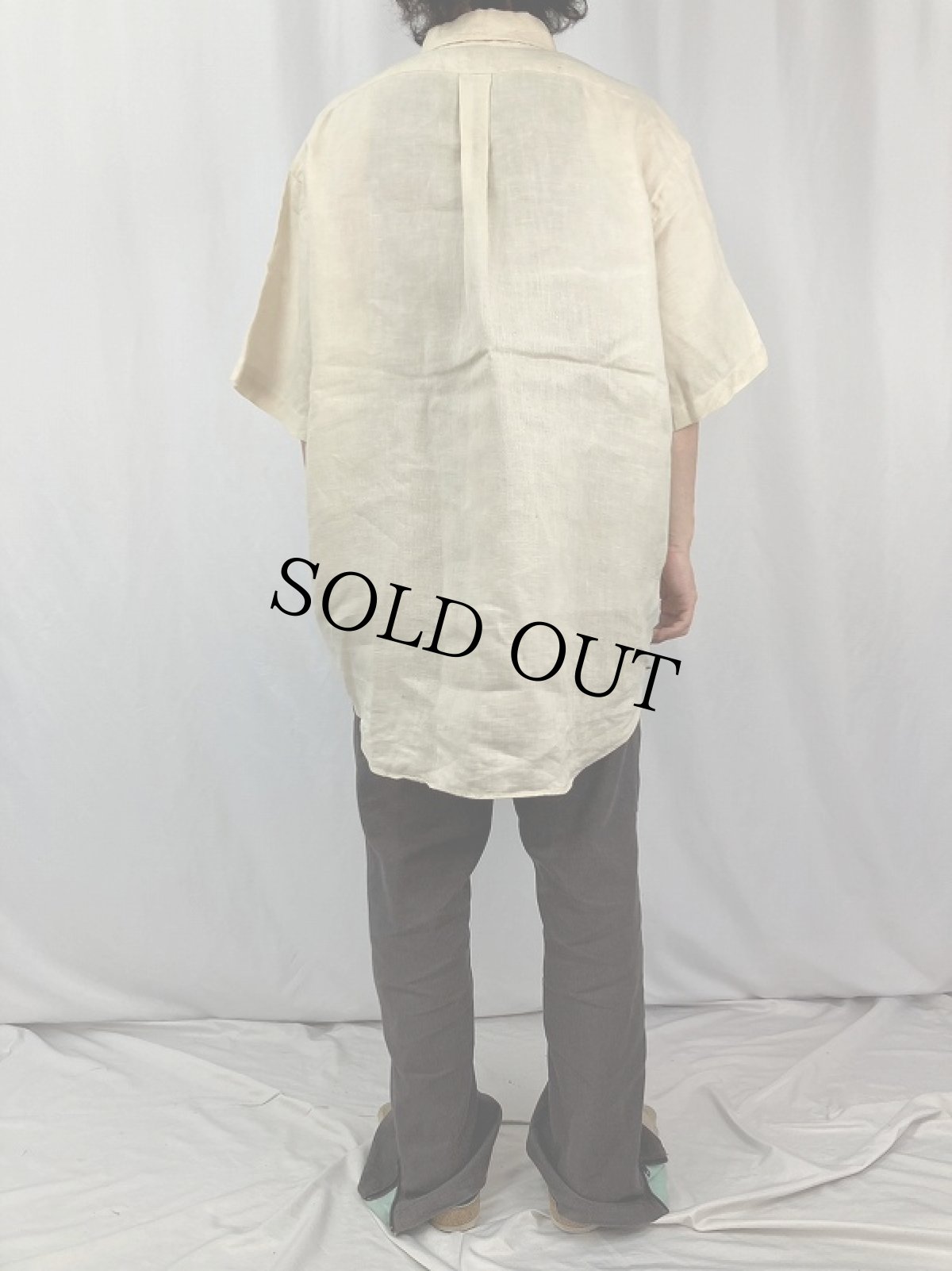 画像4: LAUREN Ralph Lauren リネンボタンダウンシャツ L (4)