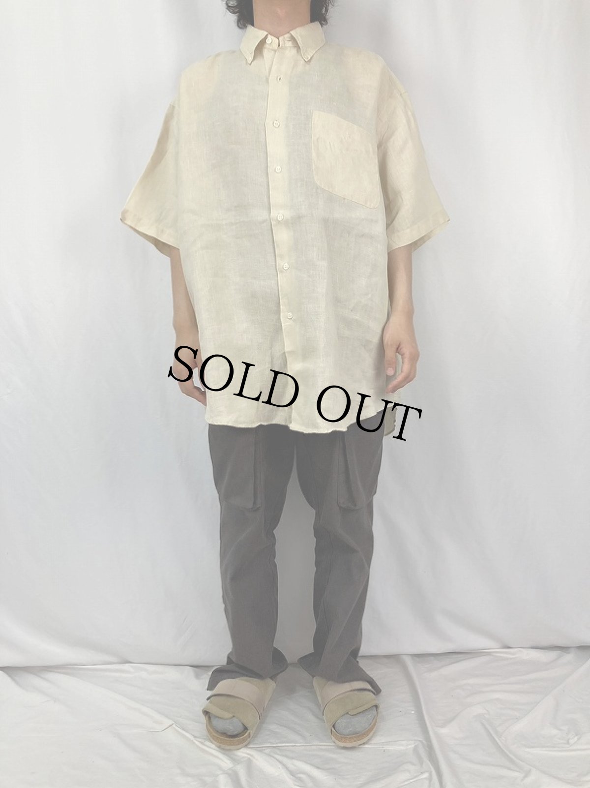 画像2: LAUREN Ralph Lauren リネンボタンダウンシャツ L (2)