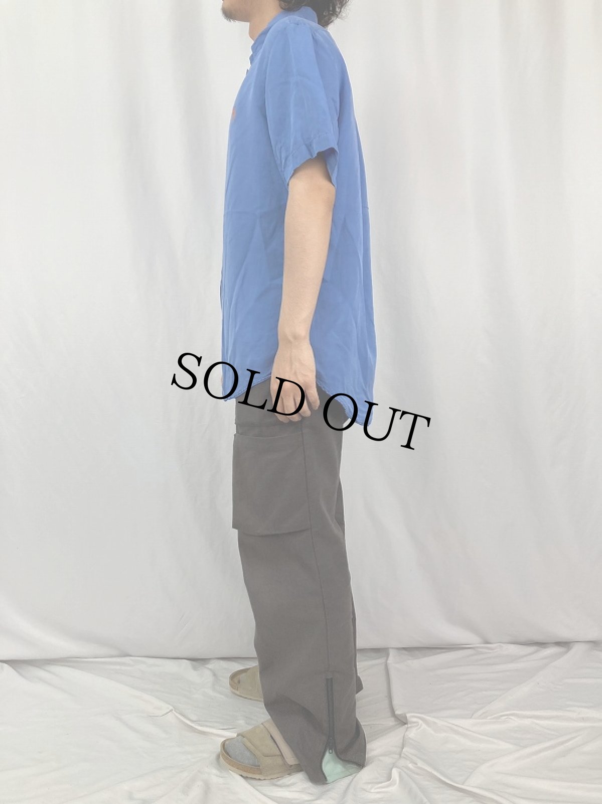 画像3: Ralph Lauren "CUSTOM FIT" シルクリネン ボタンダウンシャツ M (3)