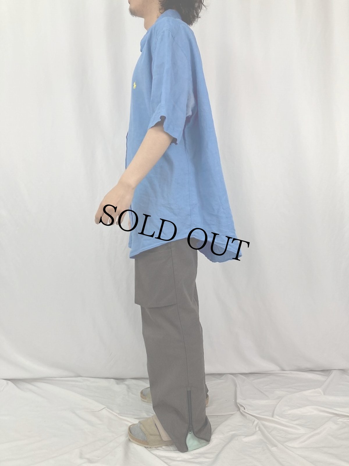 画像3: Ralph Lauren "CLASSIC FIT" リネン ボタンダウンシャツ XL (3)