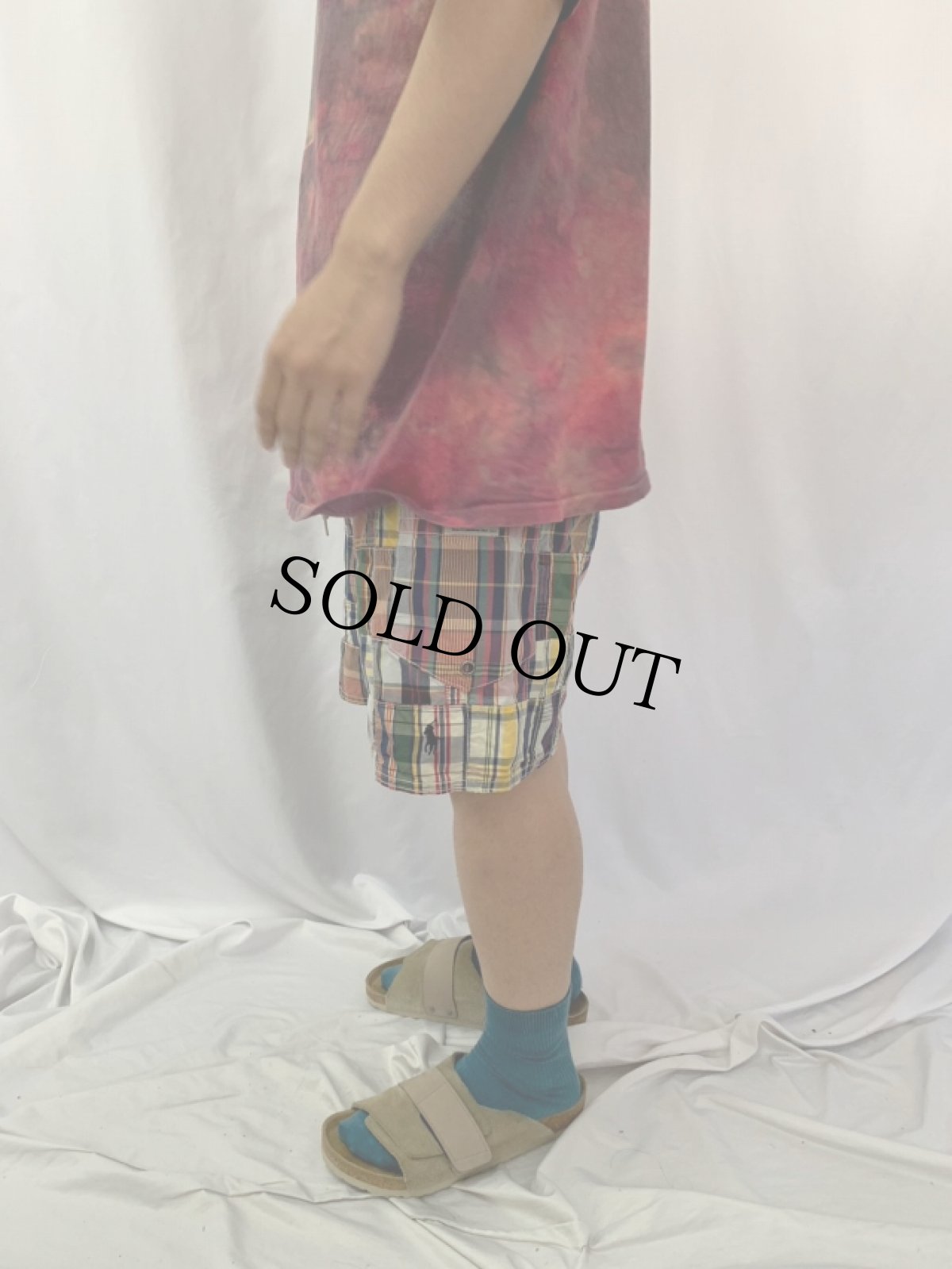 画像3: 90's POLO Ralph Lauren マドラスチェック柄 パッチワーク コットンショーツ W35 (3)