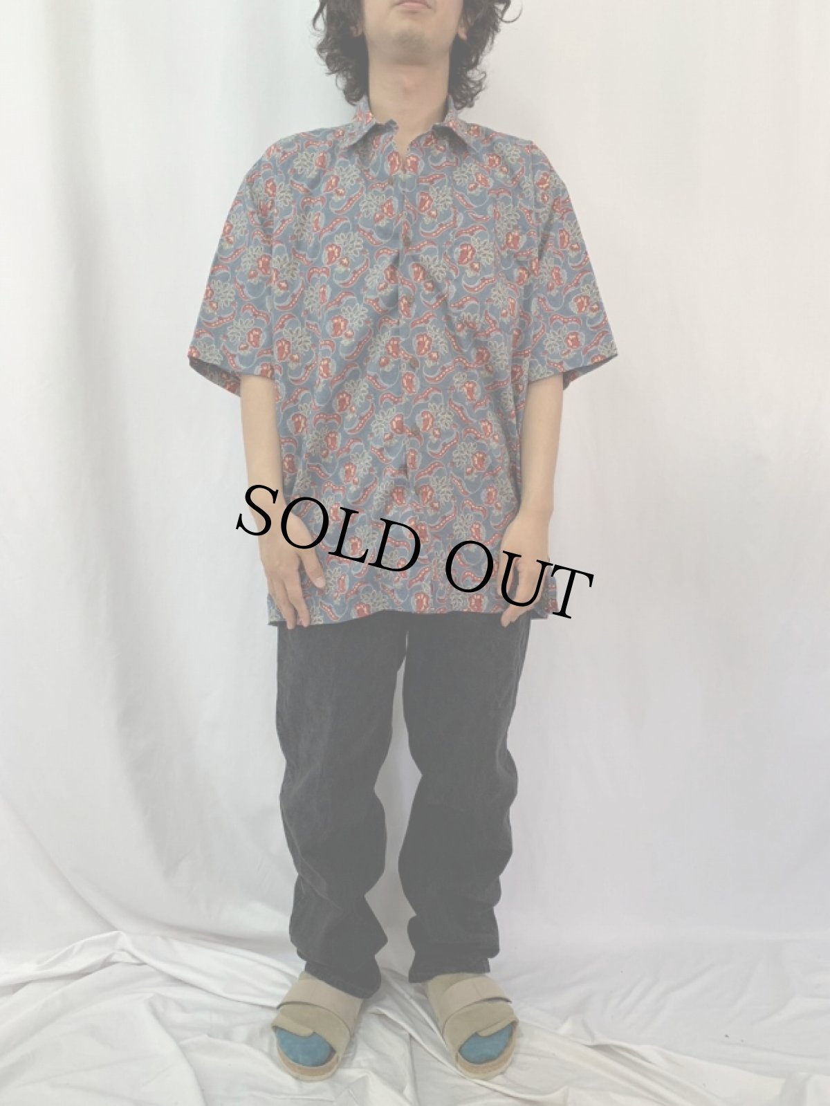 画像2: POLO Ralph Lauren "CLAYTON" 総柄 コットンアロハシャツ L (2)