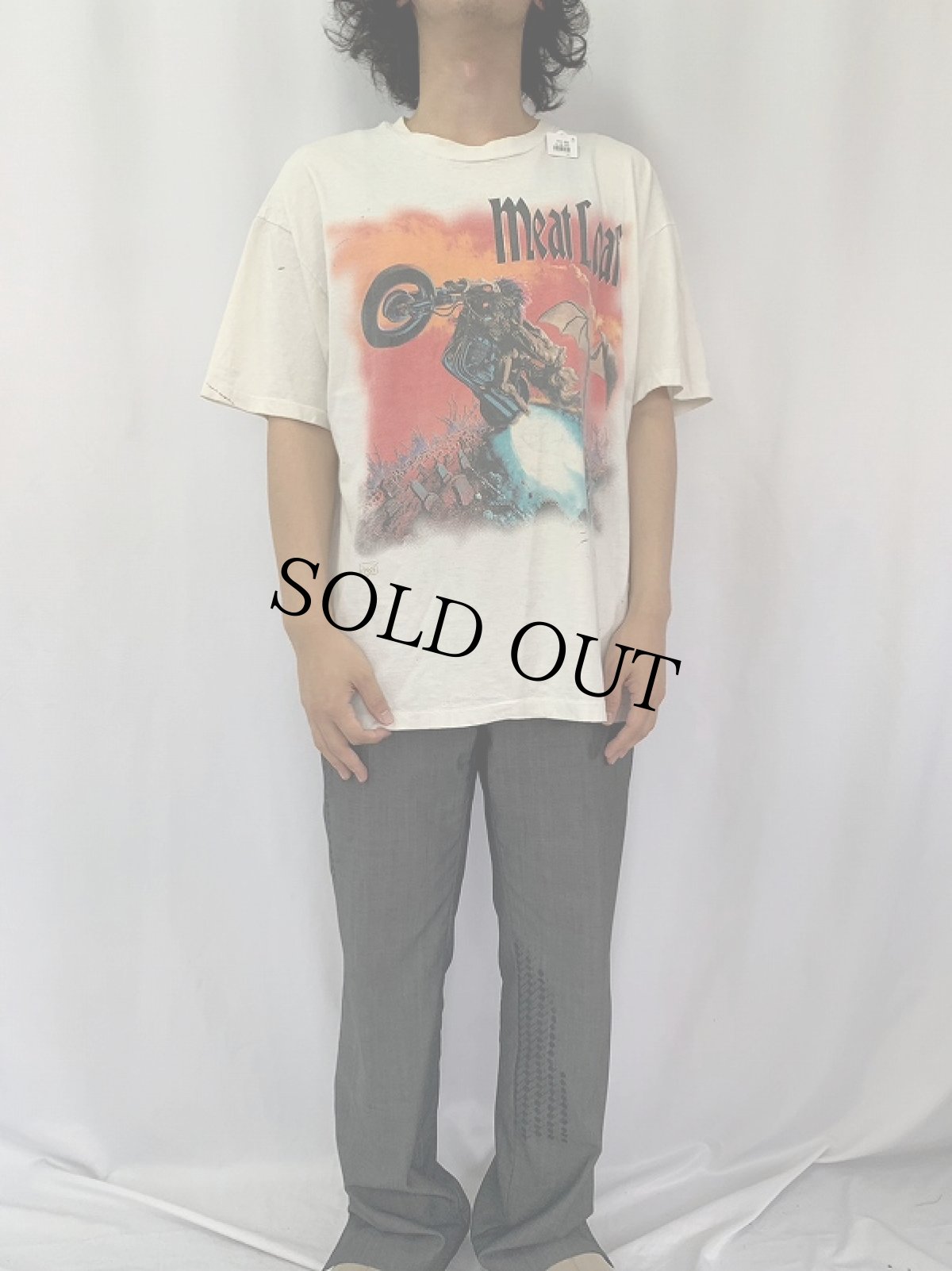 画像2: 90's MEAT LOAF "Bat Out Of Hell" ロックミュージシャン プリントTシャツ XL (2)