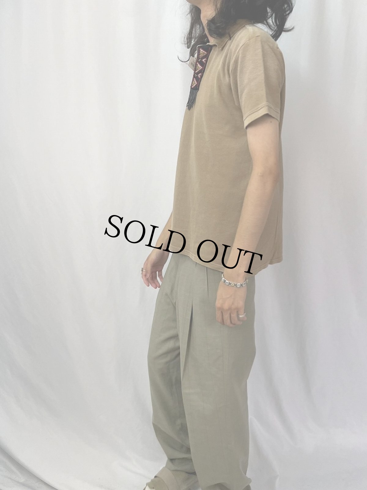 画像3: KAPITAL ビーズ刺繍デザイン 鹿の子ポロシャツ M (3)