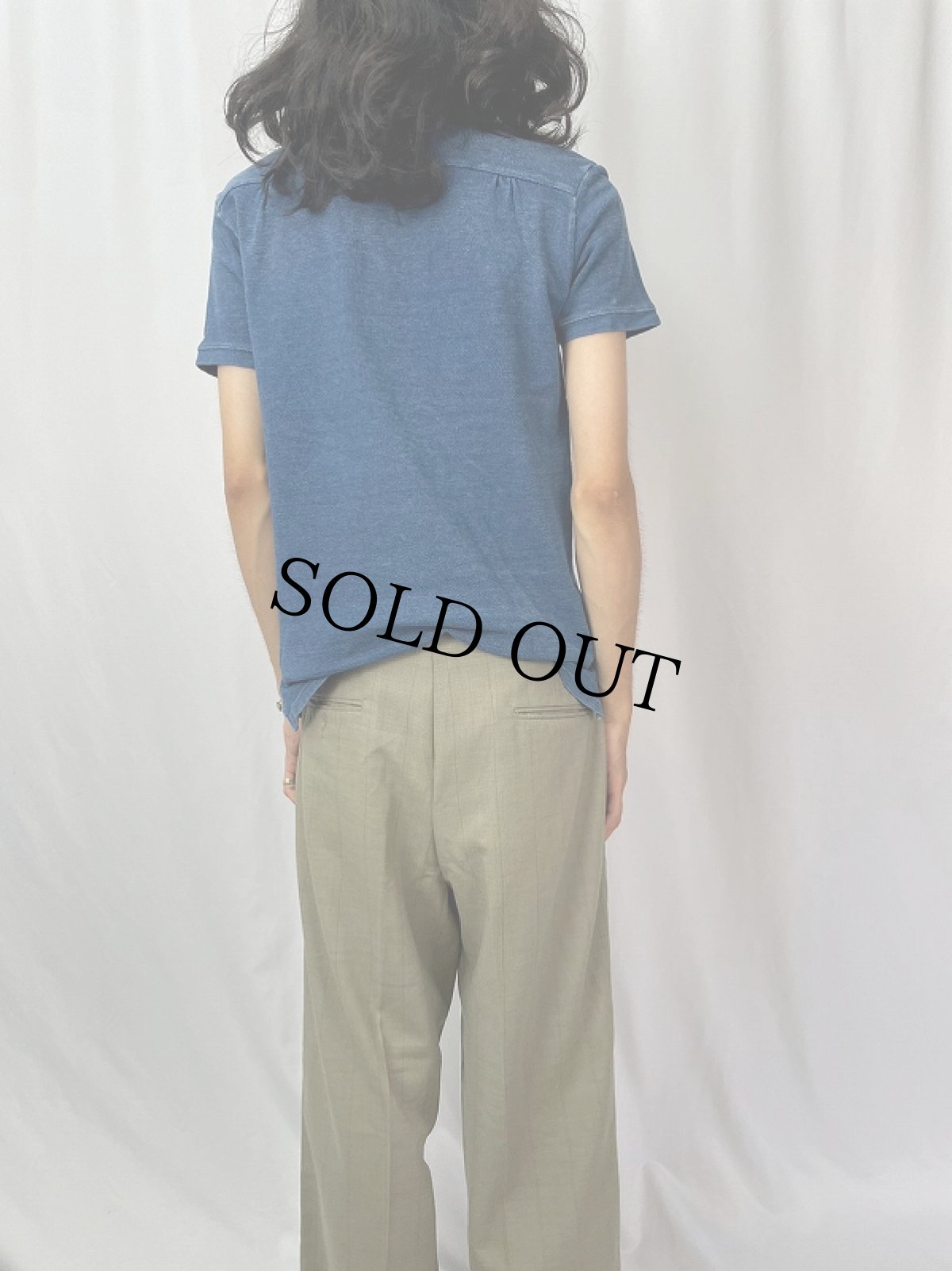 画像4: KAPITAL ビーズ刺繍デザイン インディゴ 鹿の子ポロシャツ M (4)