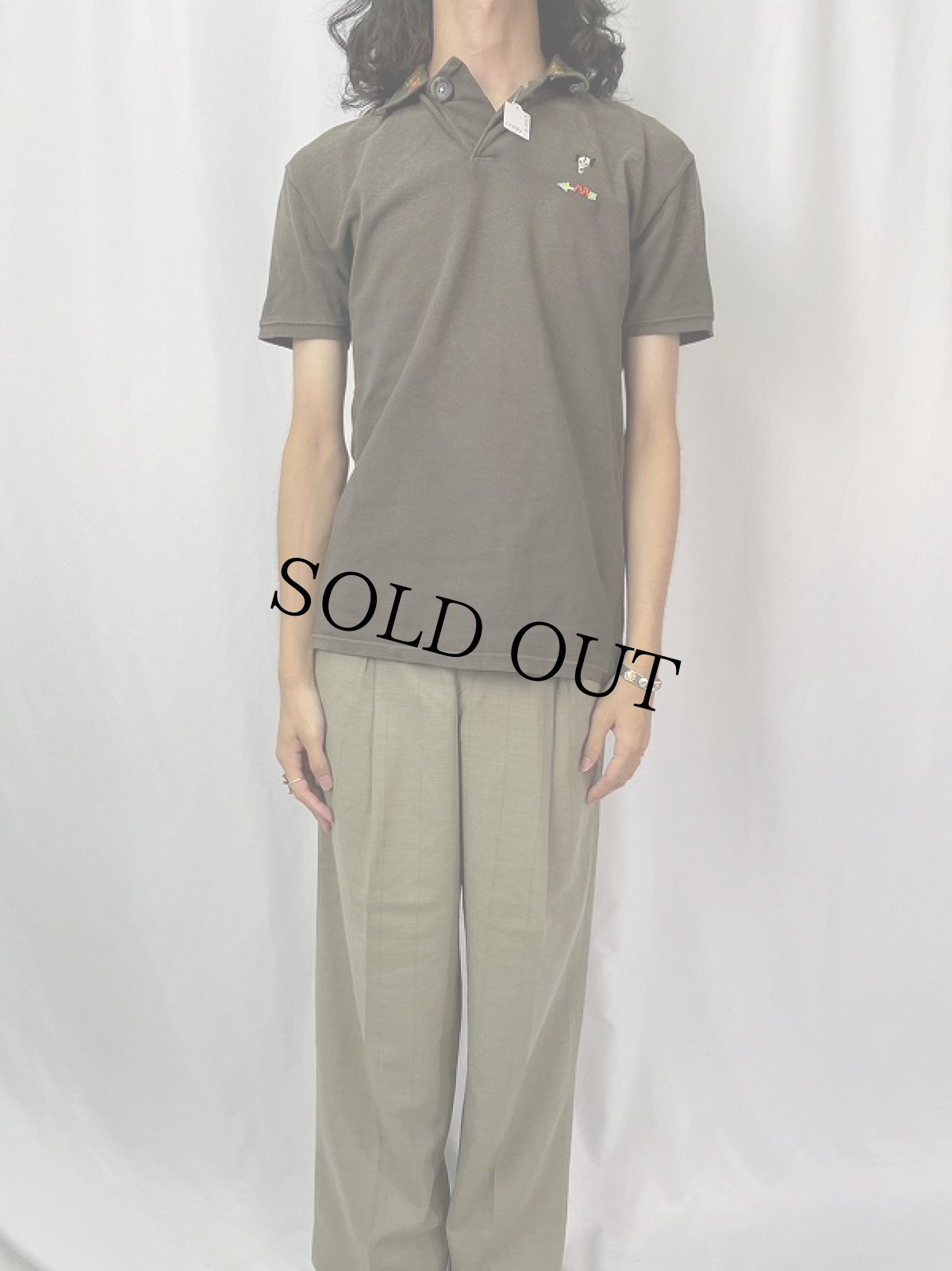 画像2: KAPITAL KOUNTRY 刺し子×ビーズ刺繍 鹿の子ポロシャツ L (2)