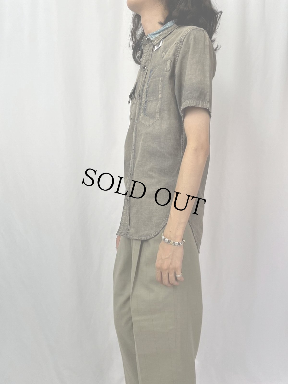 画像3: KAPITAL KOUNTRY ボロ加工 ウエスタンシャンブレーシャツ M (3)