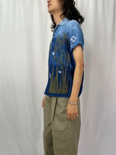 画像3: KAPITAL ヤシの木刺繍 インディゴ レーヨンオープンカラーシャツ S (3)