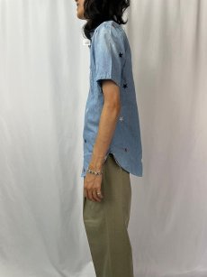 画像3: 【SALE】 KAPITAL 星柄刺繍 マチ付きシャンブレーシャツ M (3)