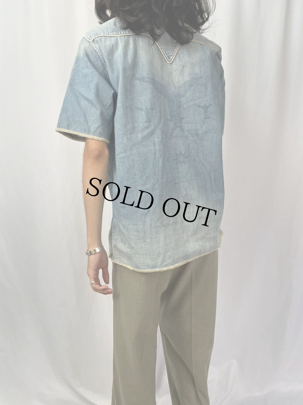 画像4: KAPITAL ネイティブ柄 ビーズテープ デニムシャツ L (4)