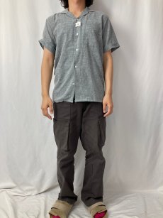 画像2: 絣柄 コットンポリ オープンカラーシャツ M (2)