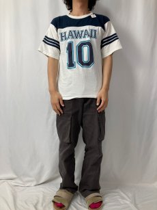 画像2: 80〜90's USA製 "HAWAII 10" プリントフットボールTシャツ M (2)