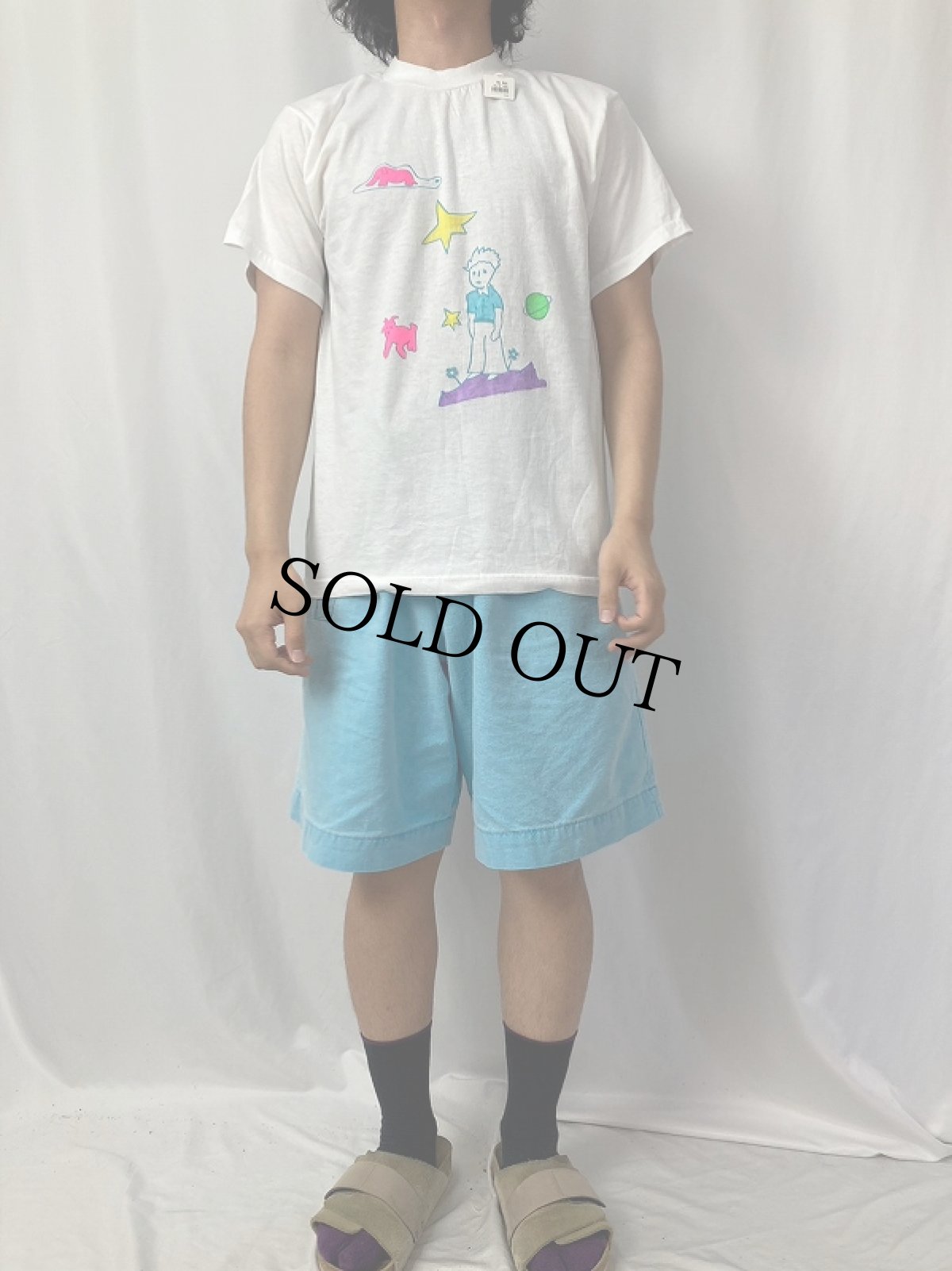 画像2: 星の王子様 ぬり絵イラストTシャツ M (2)