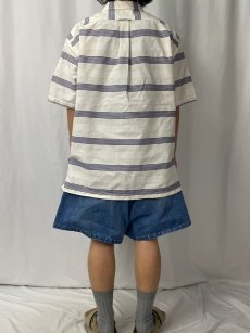 画像4: 90's POLO Ralph Lauren "CALDWELL" ボーダー柄 コットンオープンカラーシャツ XL (4)