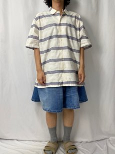 画像2: 90's POLO Ralph Lauren "CALDWELL" ボーダー柄 コットンオープンカラーシャツ XL (2)